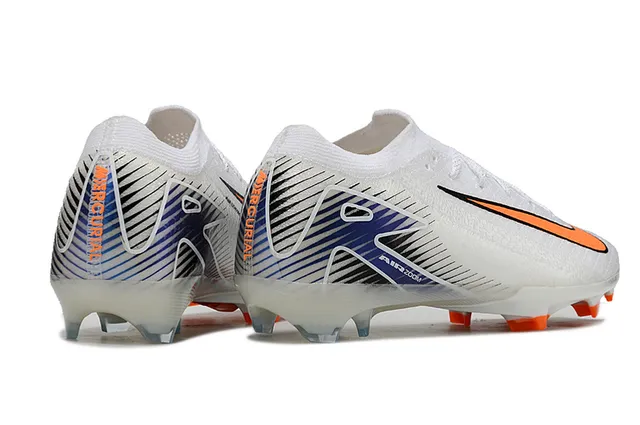 Nike White Orange Low-Cut Knit Upper Dynamic Fit Collar Firm-Ground Soccer Shoes 5