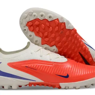 Nike সাদা কমলা নিম্ন কাট মোজা ফিট উপরের রিবড সিন্থেটিক মিডফুট কেজ কৃত্রিম ঘাস সকার জুতা