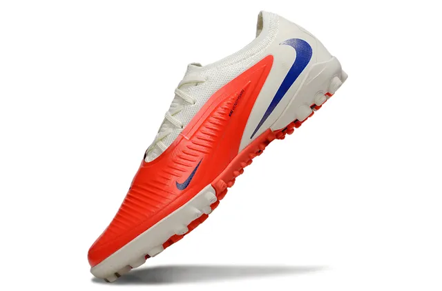 Nike Blanc Orange Bas Ajustement chaussette Tige Côtes Synthétique Cage de medi-pied Gazon artificiel Chaussures de football 3