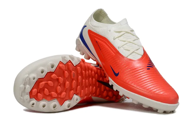Nike Blanc Orange Bas Ajustement chaussette Tige Côtes Synthétique Cage de medi-pied Gazon artificiel Chaussures de football 4