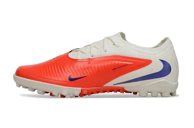 Nike Blanc Orange Bas Ajustement chaussette Tige Côtes Synthétique Cage de medi-pied Gazon artificiel Chaussures de football 6