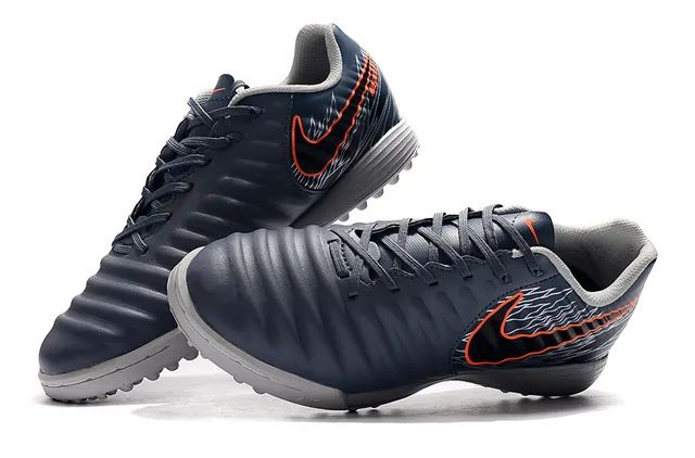Nike أبيض برتقالي منخفض القطعة جلد صناعي طبقة مخططة نسيجة مقدمة القدم ملعب اصطناعي أحذية كرة القدم 2