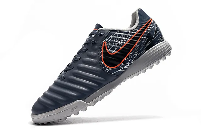 Nike أبيض برتقالي منخفض القطعة جلد صناعي طبقة مخططة نسيجة مقدمة القدم ملعب اصطناعي أحذية كرة القدم 4