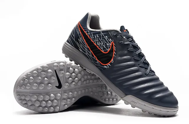 Nike أبيض برتقالي منخفض القطعة جلد صناعي طبقة مخططة نسيجة مقدمة القدم ملعب اصطناعي أحذية كرة القدم 5