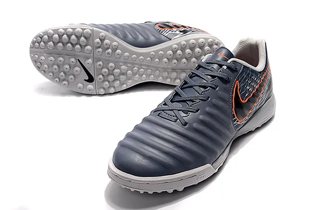 Nike أبيض برتقالي منخفض القطعة جلد صناعي طبقة مخططة نسيجة مقدمة القدم ملعب اصطناعي أحذية كرة القدم 6
