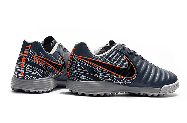 Nike أبيض برتقالي منخفض القطعة جلد صناعي طبقة مخططة نسيجة مقدمة القدم ملعب اصطناعي أحذية كرة القدم 7