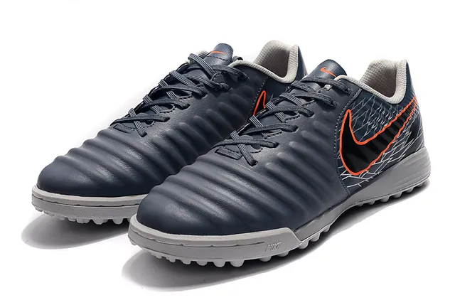 Nike أبيض برتقالي منخفض القطعة جلد صناعي طبقة مخططة نسيجة مقدمة القدم ملعب اصطناعي أحذية كرة القدم 8