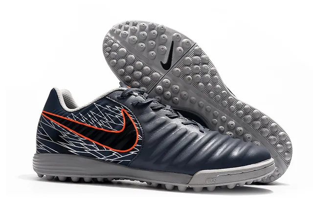 Nike أبيض برتقالي منخفض القطعة جلد صناعي طبقة مخططة نسيجة مقدمة القدم ملعب اصطناعي أحذية كرة القدم 9