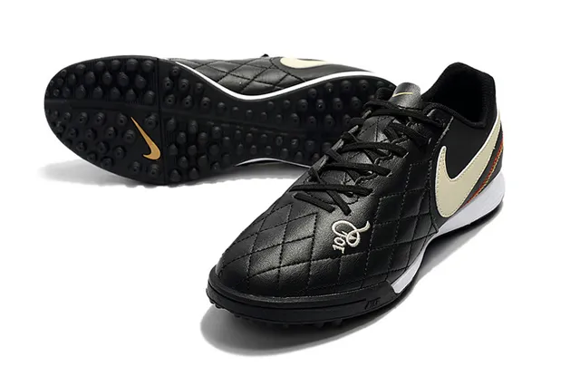 Nike أبيض برتقالي منخفض القطعة جلد صناعي طبقة مخططة نسيجة مقدمة القدم ملعب اصطناعي أحذية كرة القدم 16