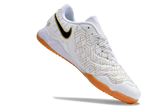 Nike Chaussures de soccer indoor low-top blanches et oranges en mesh synthétique 2
