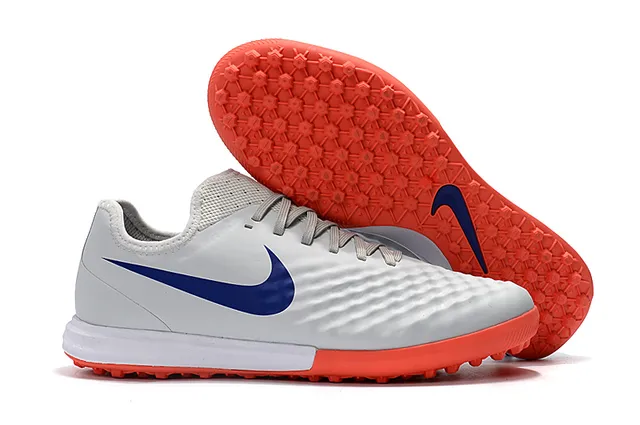 Nike sapatos de futebol para gramado sintético branco e laranja com upper sintético acolchoado e gola baixa 15