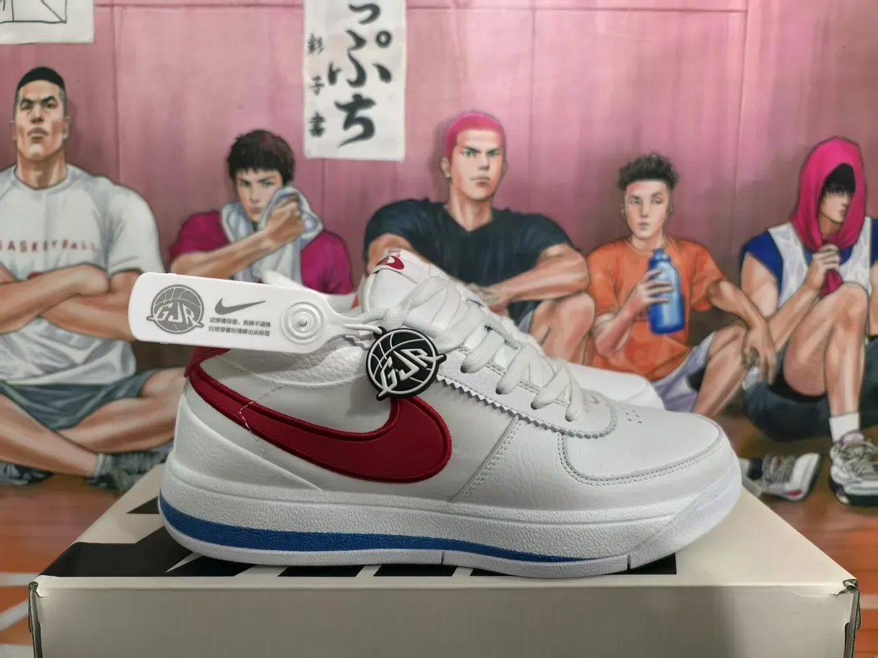 Nike White Red Blue Leather Low-Top Lifestyle Sneakers 4