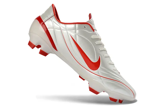 Nike White Red Low-Cut Synthetic Upper Molded Studs Firm-Ground Soccer Shoes 2
