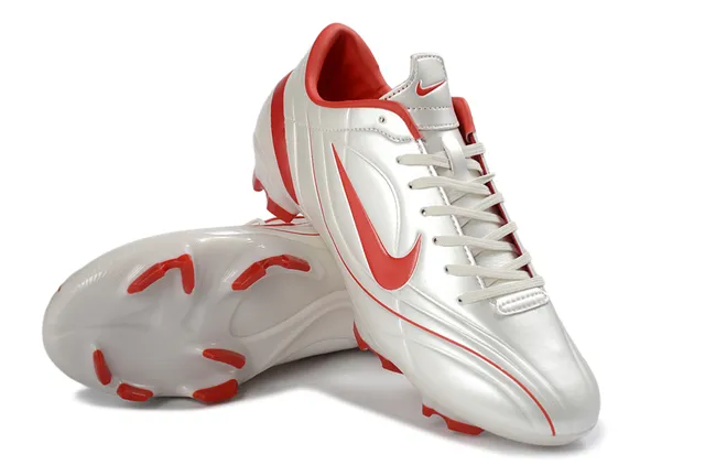 Nike White Red Low-Cut Synthetic Upper Molded Studs Firm-Ground Soccer Shoes 4