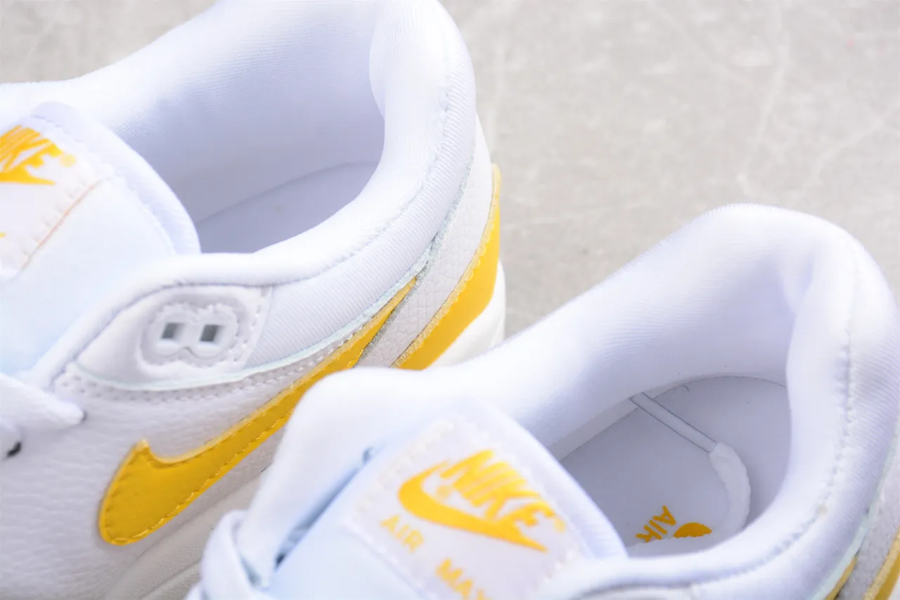 Nike White Yellow Low-Top Leather And Mesh Upper Lifestyle Sneakers 4