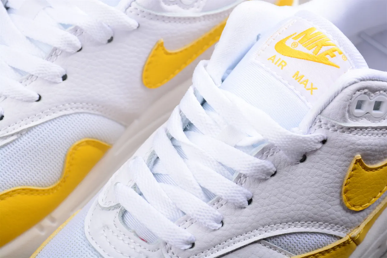 Nike White Yellow Low-Top Leather And Mesh Upper Lifestyle Sneakers 5