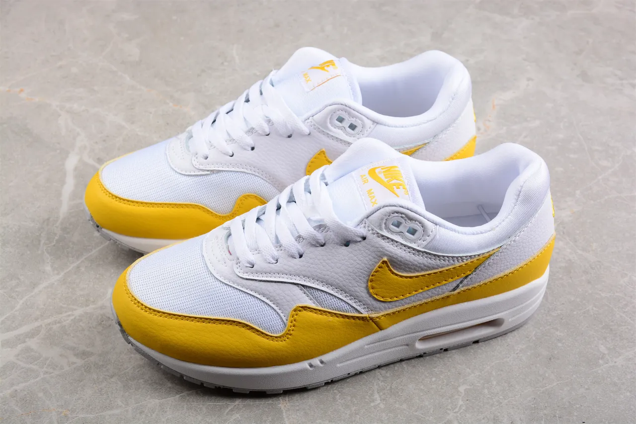 Nike White Yellow Low-Top Leather And Mesh Upper Lifestyle Sneakers 7