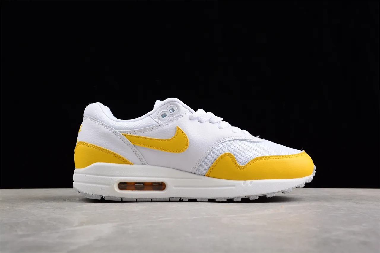 Nike White Yellow Low-Top Leather And Mesh Upper Lifestyle Sneakers 9