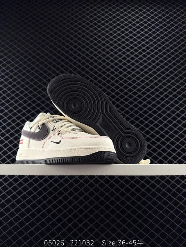Nike x Supreme Air Force 1 Low Off-White Black Red Lifestyle Sneakers 3