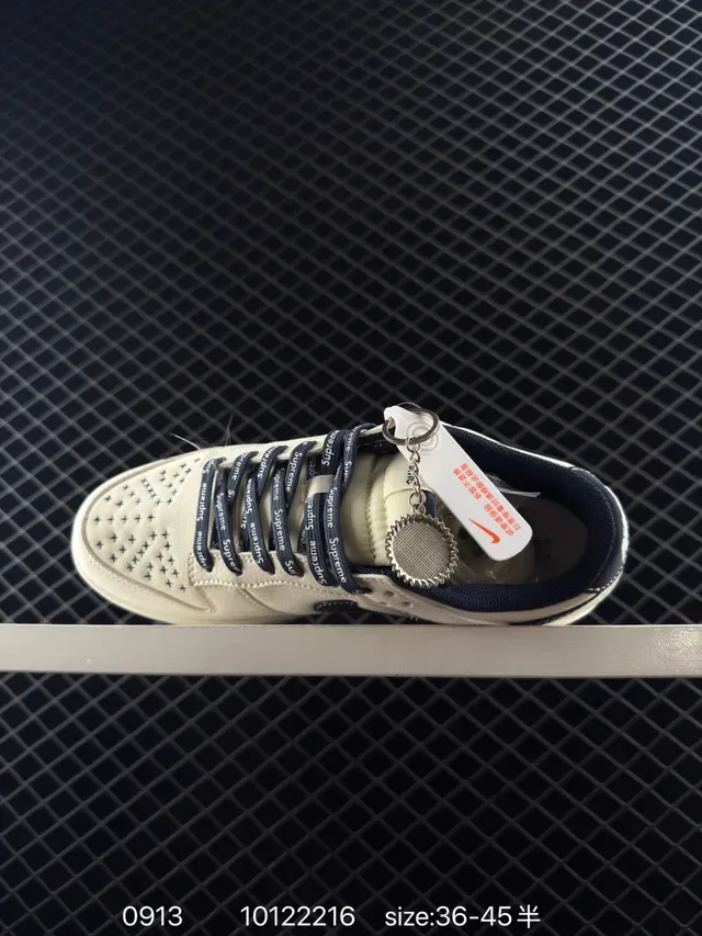 Nike x Supreme Dunk Low Off-White Navy Lifestyle Sneakers 3
