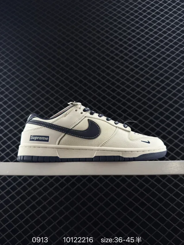 Nike x Supreme Dunk Low Off-White Navy Lifestyle Sneakers 5