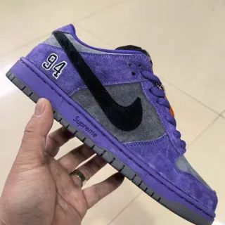 Nike x Supreme SB Dunk Low Purple Gray Suede Skateboard Shoes