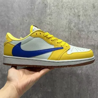 Nike Yellow Blue Low-Top Panelled Leather/synthetic Upper Lifestyle Sneakers