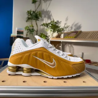 Nike Yellow White Shox Column Cushioning Perforated Heel Counter Lifestyle Sneakers