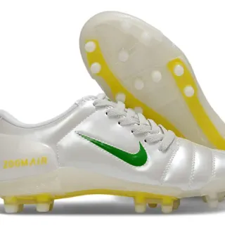 Nike Zoom Air White Green Yellow Firm-Ground Soccer Shoes