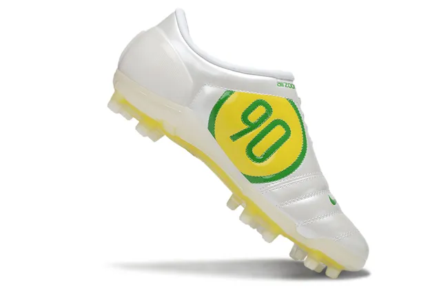 Nike Zoom Air White Green Yellow Firm-Ground Soccer Shoes 2