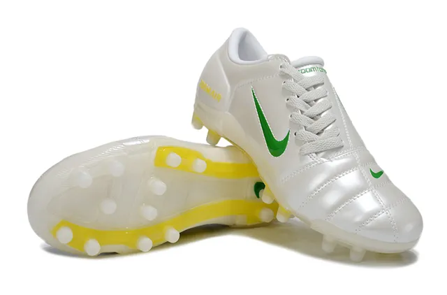 Nike Zoom Air White Green Yellow Firm-Ground Soccer Shoes 4