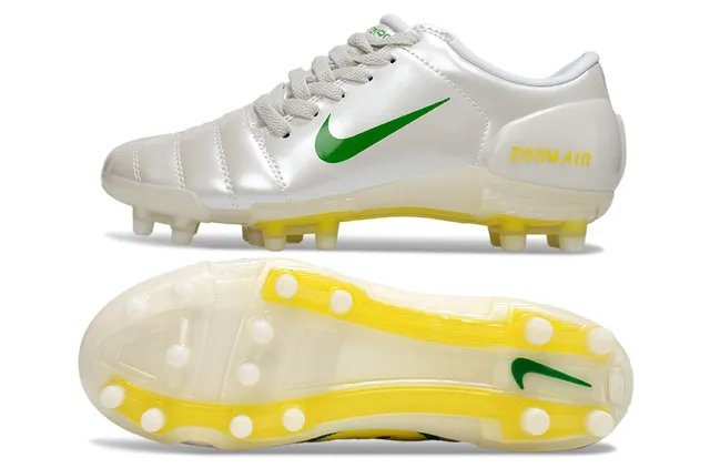 Nike Zoom Air White Green Yellow Firm-Ground Soccer Shoes 6