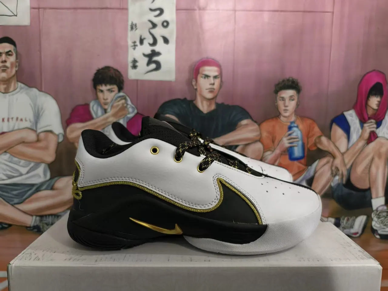 Nike Zoom GP Blanc Noir Or Chaussures de basket-ball 4