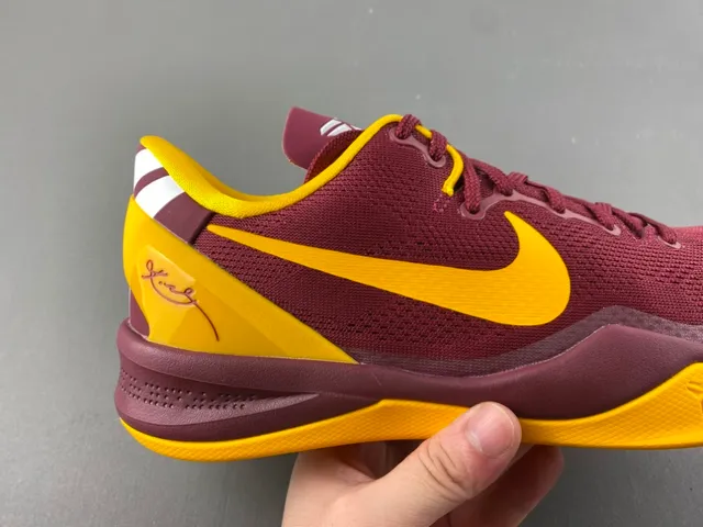 Nike Zoom Kobe 8 Maroon and Yellow Basketball Shoes 3