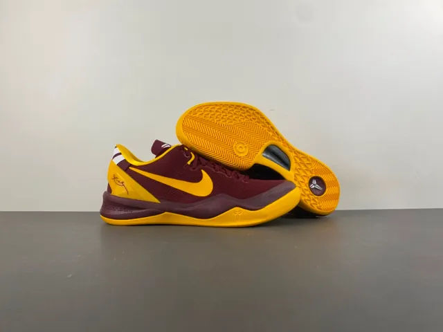 Nike Zoom Kobe 8 Maroon and Yellow Basketball Shoes 13