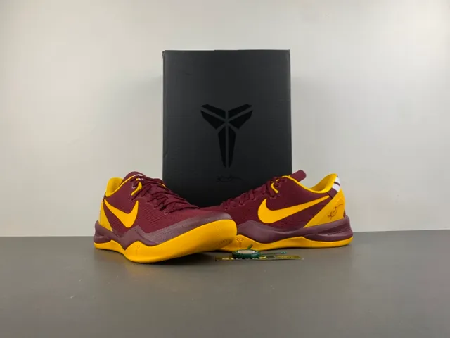 Nike Zoom Kobe 8 Maroon and Yellow Basketball Shoes 14