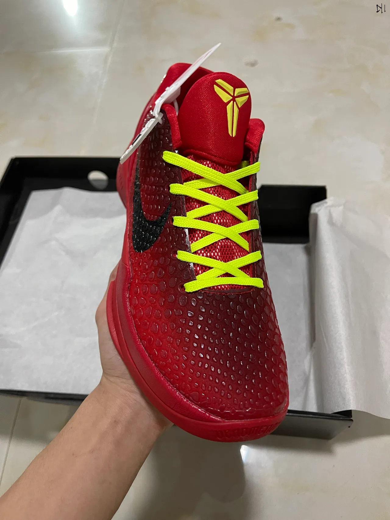 Nike Zoom Kobe IV Red Black Neon Yellow Basketball Shoes 2