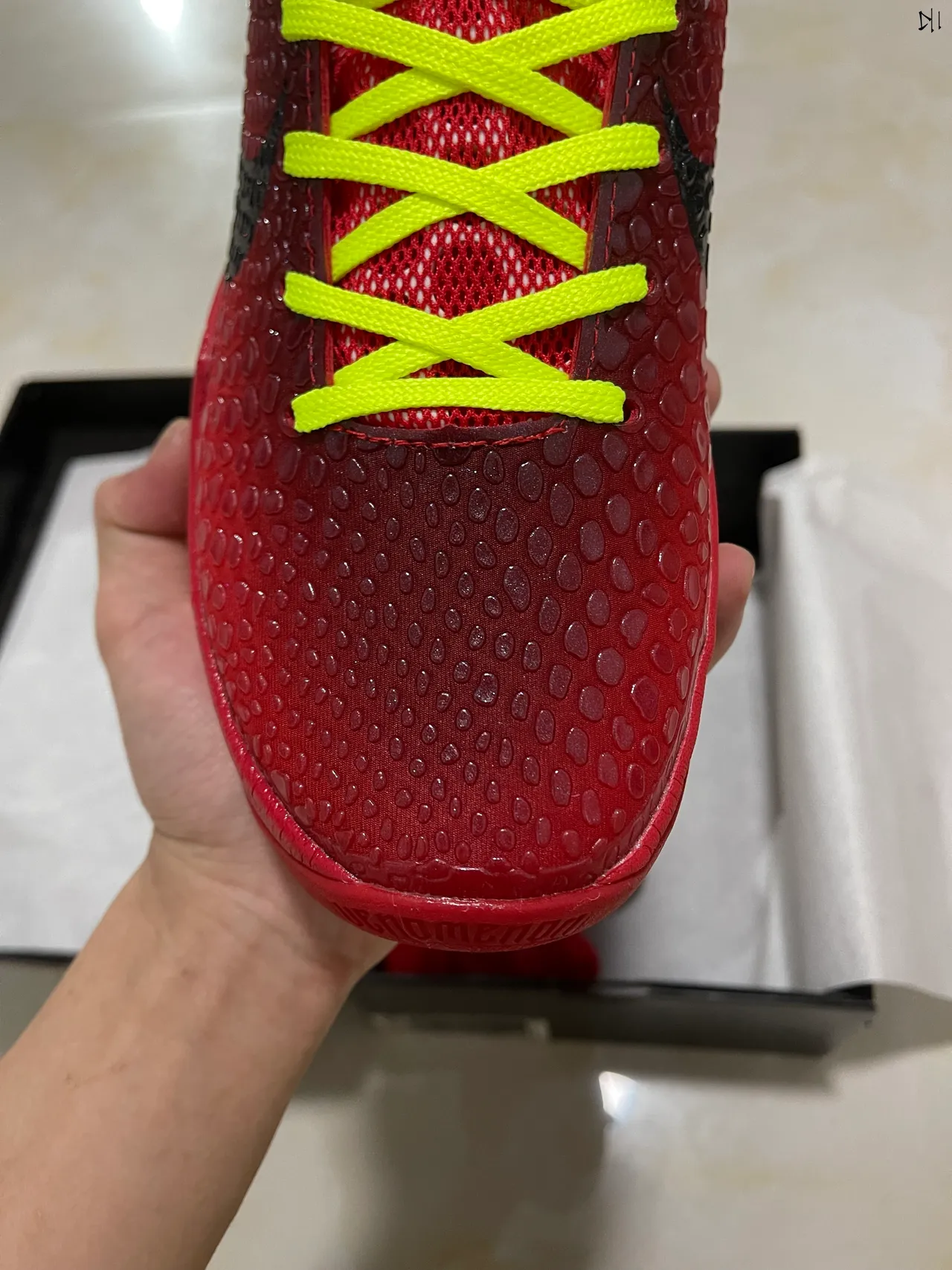 Nike Zoom Kobe IV Red Black Neon Yellow Basketball Shoes 3
