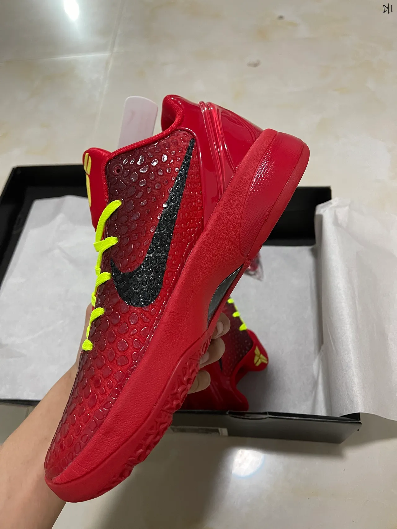 Nike Zoom Kobe IV Red Black Neon Yellow Basketball Shoes 4