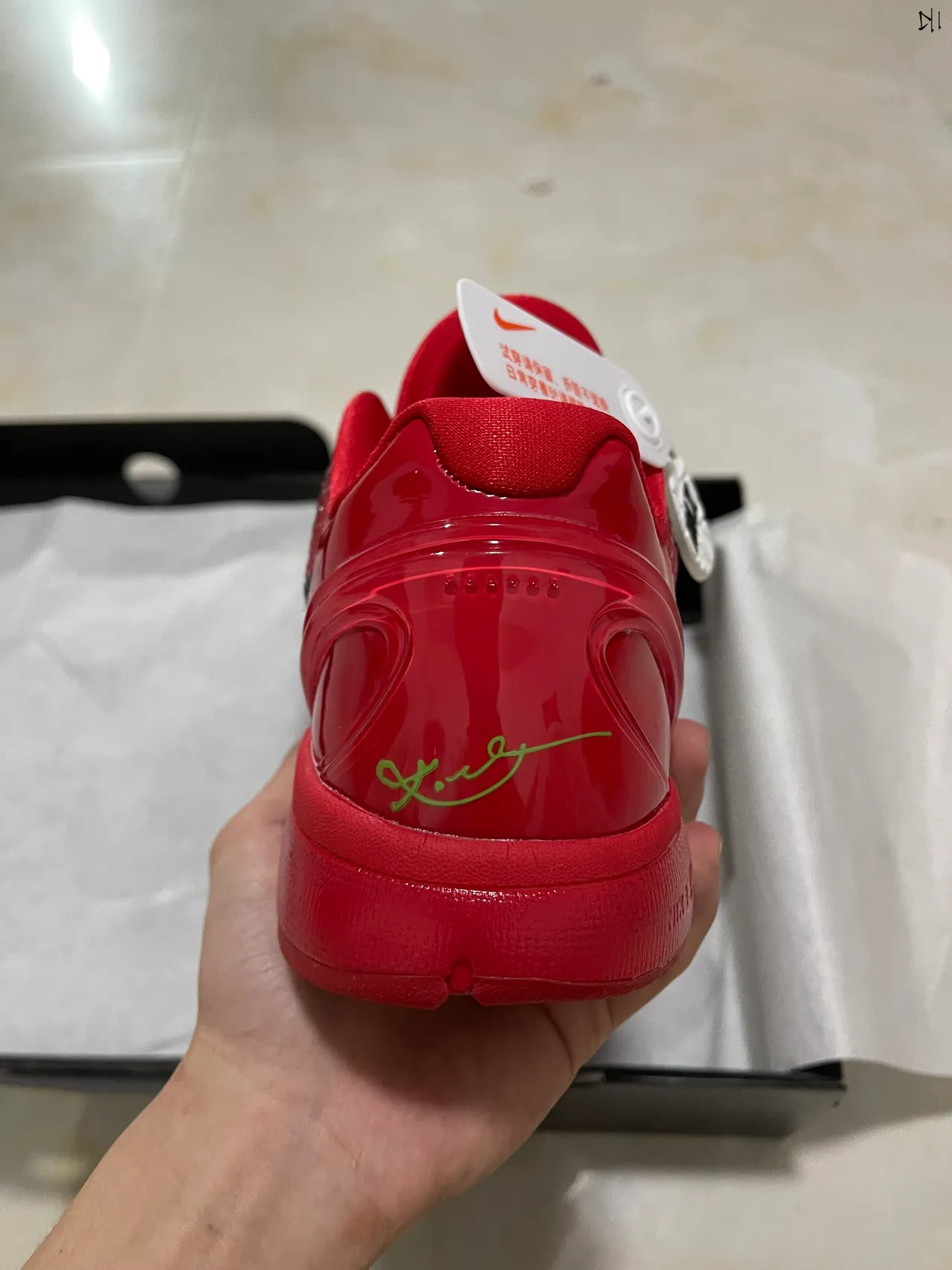 Nike Zoom Kobe IV Red Black Neon Yellow Basketball Shoes 6