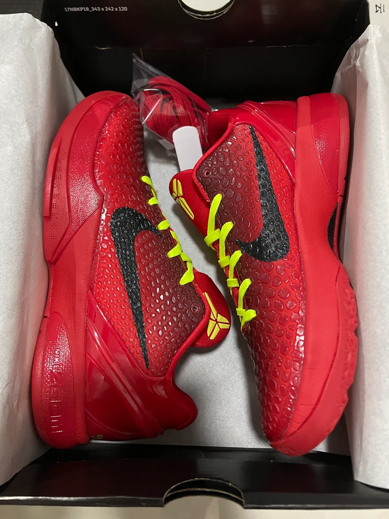 Nike Zoom Kobe IV Red Black Neon Yellow Basketball Shoes 7