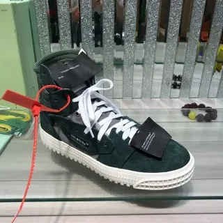 Off-White Chaussures lifestyle en daim et maille vert armée à bout haut multicouches
