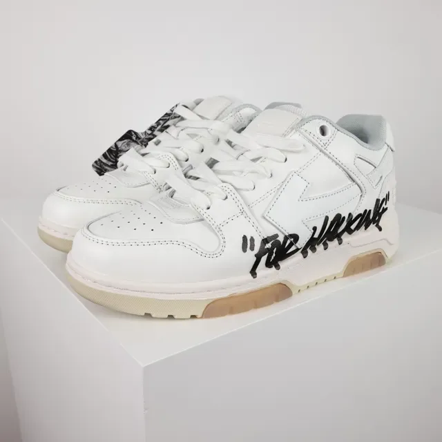 Off-White beige low top chunky sneakers avec upper de cuir/synthetique layered 2
