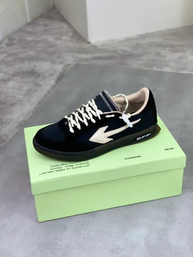Off-White أحذية أسود وبيج low-Top من مزيج السويد والجلد أسلوب حياة سنيكرز 4