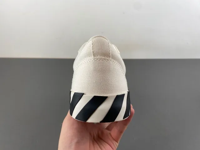 Off-White Black Canvas Upper Diagonal Striped Midsole Lifestyle Sneakers 5
