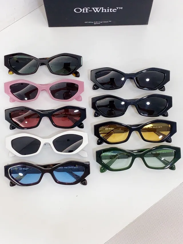 Off-White Black Multicolor Angular Geometric Frame Multi-Faceted Silhouette Sunglasses 1