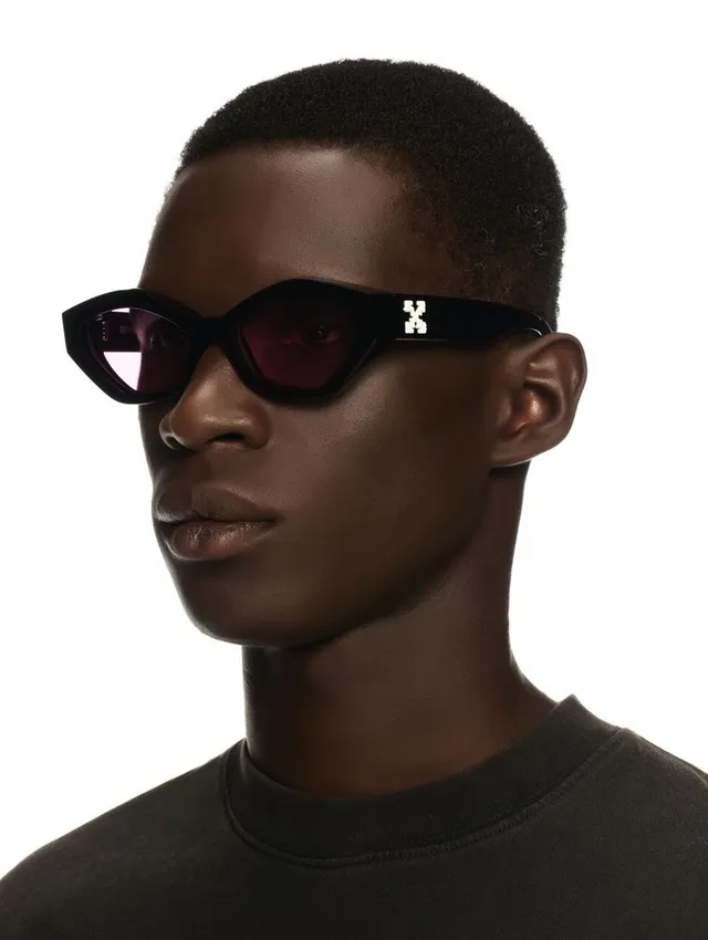 Off-White Black Multicolor Angular Geometric Frame Multi-Faceted Silhouette Sunglasses 7