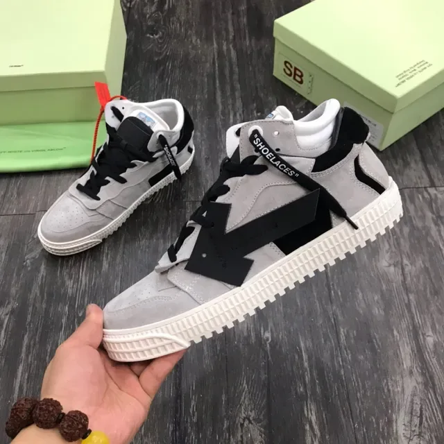 Off-White ধূসর কালো উচ্চ টপ ইন্ডাস্ট্রিয়াল ডিজাইন লাইফস্টাইল স্নিকার্স 4