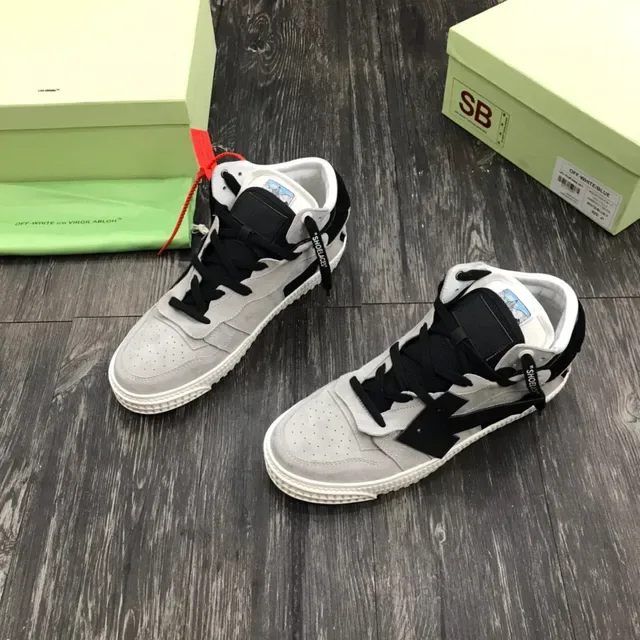 Off-White ধূসর কালো উচ্চ টপ ইন্ডাস্ট্রিয়াল ডিজাইন লাইফস্টাইল স্নিকার্স 8