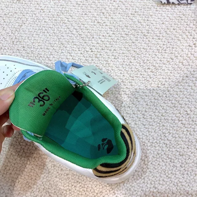 Off-White Green Industrial Design Tiger-Stripe Panel Chunky Sneakers 2
